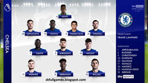 Chelsea Lineup: West Ham United Match