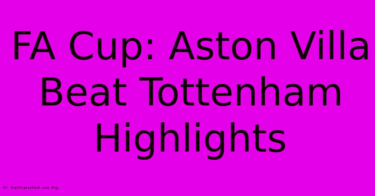 FA Cup: Aston Villa Beat Tottenham Highlights