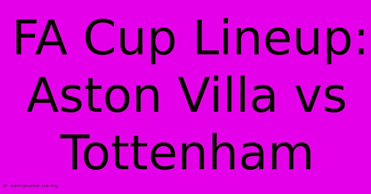 FA Cup Lineup: Aston Villa Vs Tottenham