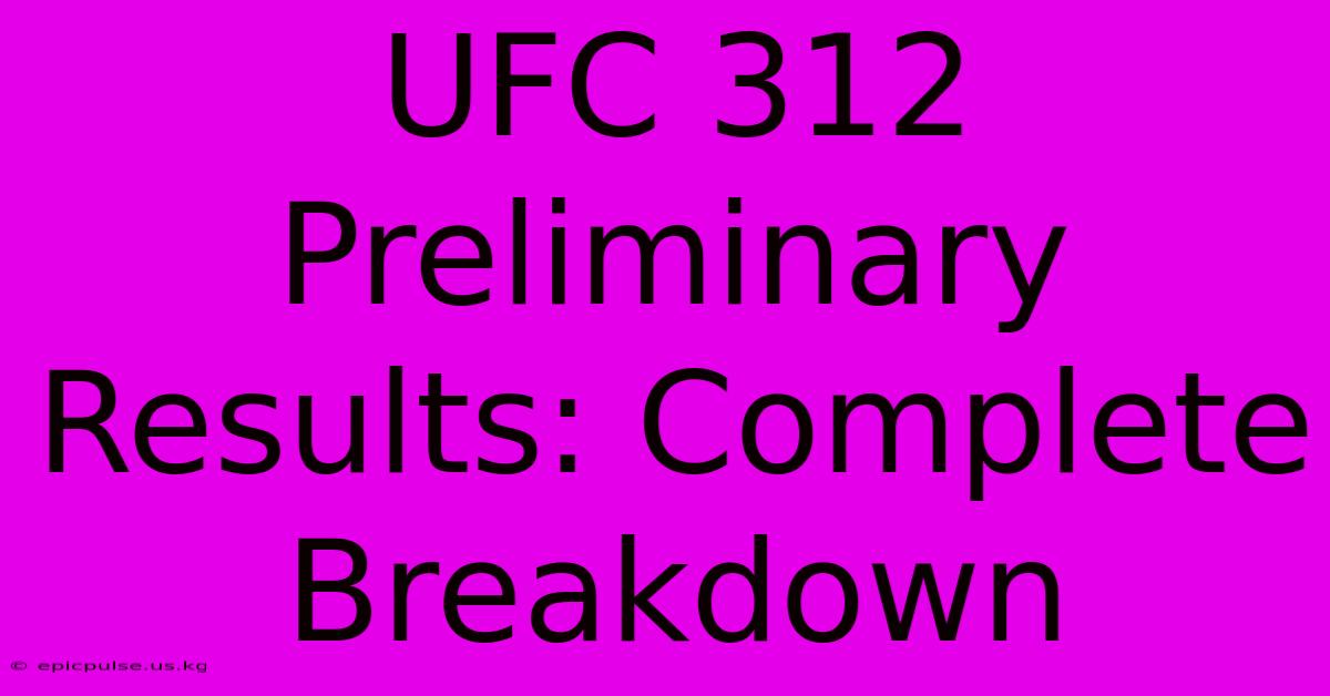 UFC 312 Preliminary Results: Complete Breakdown